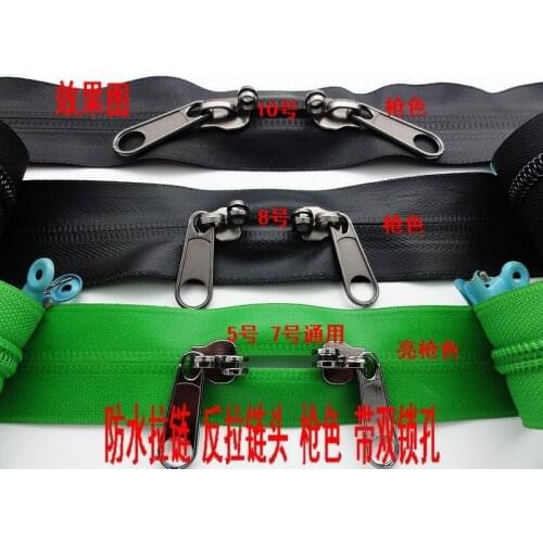 Luminous black 7# 8# 10#TPU waterproof reversed coil zippers 5meters zipper and 6PCS zipper head Reflective for Trolley Case