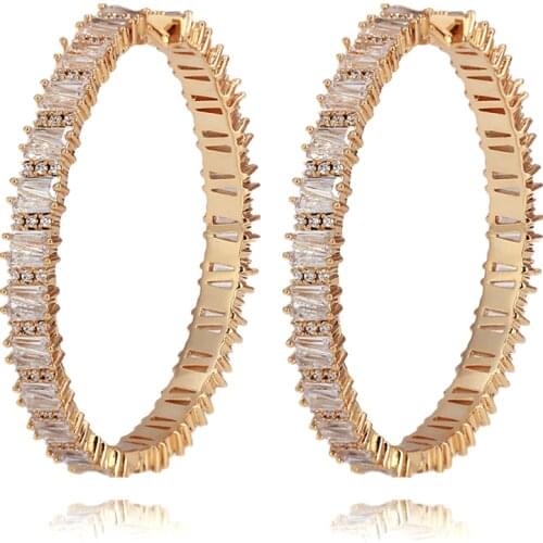 TIRIM Luxury Trendy Crystal Big Hoop Earrings for Women Cubic Zircon Banquet Nigeria Party Jewelry Wedding Prom Anniversary Gift