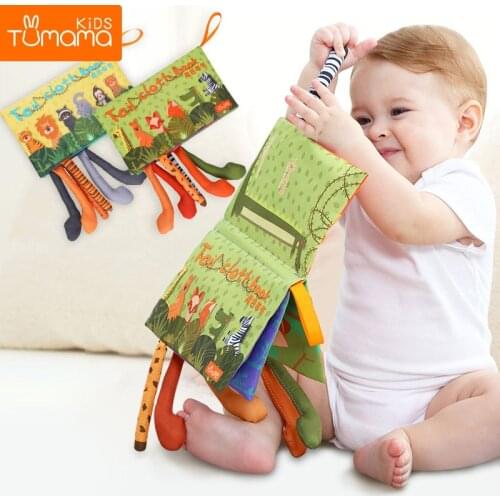 Tumama Baby Rattles Mobiles Toy Soft Animal Tails Cloth Book Newborn Stroller Hanging Toy Baby Early Learning Educational Toys