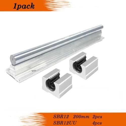 Shaft 12mm Linear Rail linear bearing supported rails 2pcs Sbr12 200mm+4pcs Sbr12uu Bearing Blocks For Cnc rounter Parts Guide