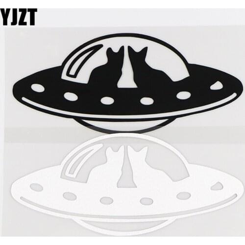 YJZT 14.5X6.5CM Alien Space UFO Funny Car Sticker Vinyl Decals Window Art Decoration Black / Silver 10A-0295