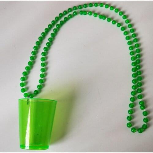 Green Necklace Beads Beer Container Creative Beuatiful Pendant Cup Irish Festival St. Patrick Game Party Supplies