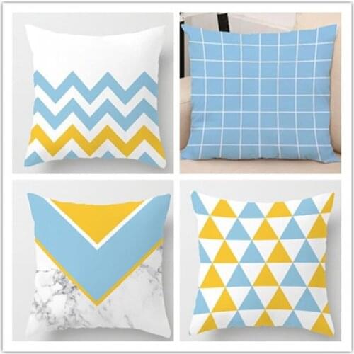 Yellow Geometric Striped lCushion Cover Velvet Pillow Case For Sofa Office Car Home Pillowcase lattice