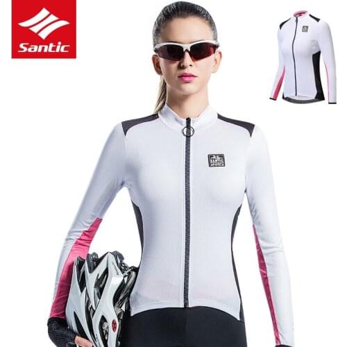 Santic Spring Women Long Sleeve Pro Fit Road Bike Cycling Mountain Top Jersey Anti-UV Breathable Road Bike Bicycle Jersey
