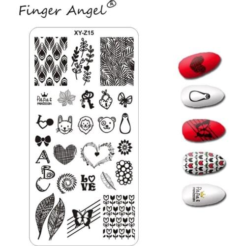 Finger Angel 1PCS 6*12CM Nail Stamping Plates Stamp Image Platet Cartoon Geometric Design Snowflake Images Nail Art Template