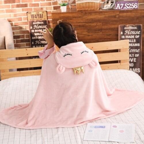 165x80CM Lovely Crown Bear Cape Lazy Blanket, Office Cartoon Air Conditioning Blanket, Cosplay Cloak Air Blankets, Birthday Gift