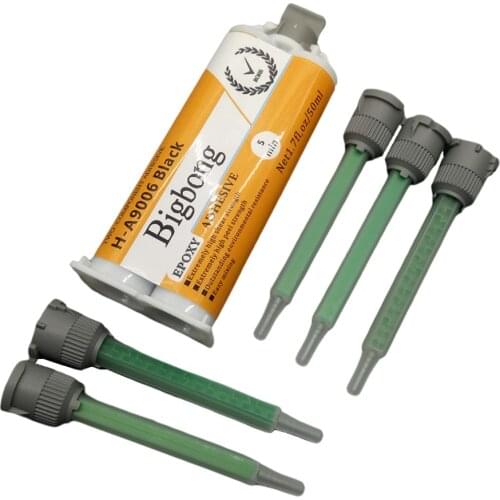 50ml Black AB Glues 1:1 Epoxy Adhesives Glue Two-Component Resin Strong Adhesive with 5pc 1:1 Static Mixing Nozzles Mixed Tube