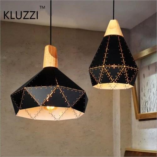 American pendant lamp solid wood and iron art restaurant lighting creative cafe bar aisle post-modern single head chandelier