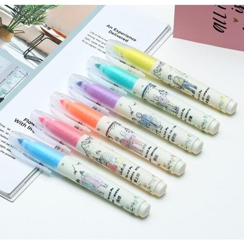 Large-capacity Scent Highlighter Color Fluorescent Marker Pen Rough Stroke Key Pastel Note Pen Pastel Highlighters Stationery
