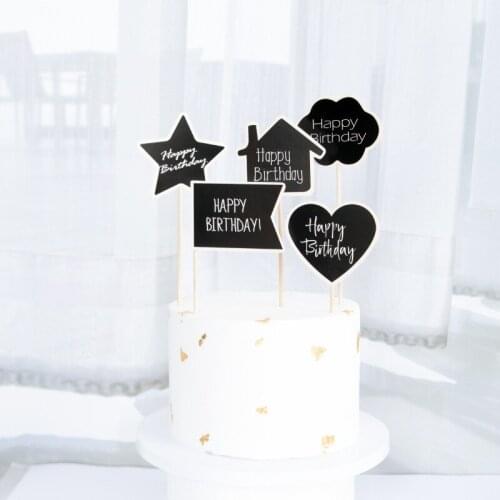 Heart Shaped Paper Star Cake Topper Wedding Cake Decoration Happy Birthday Party Personality DIY Decoration