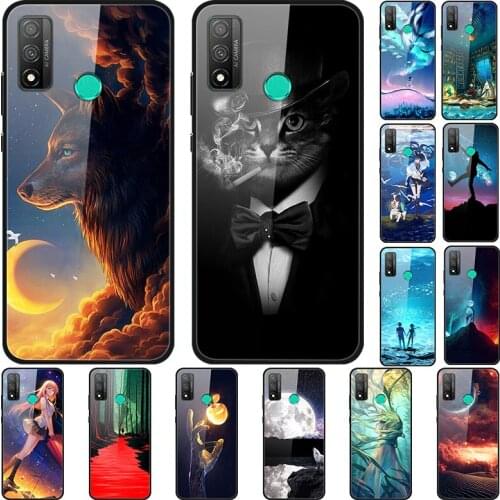 Case For Huawei P Smart 2020 Back Phone Cover Black Silicone Bumper With Tempered Glass