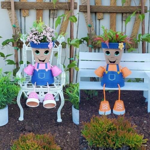 Plant Pot Realistic Delicate Resin Cute Country Girl Boy Shape Flowerpot Planter for Home Patio Garden Decoration Wholesale
