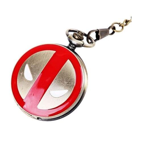 Hot 2020 Fashion Cool Super Deadpool Quartz Pocket Watch FOB chain with Chain for Men Boys Women reloj de bolsillo