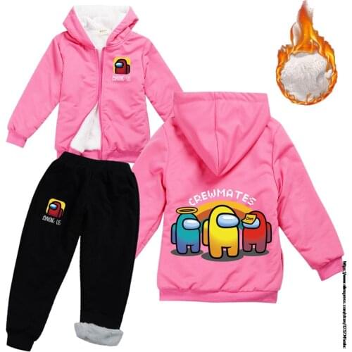 Game Among Us Warm Boys Clothing Set Autumn Winter Print Casual Jacket + Pants 2PCs Suit For Baby Boy Kids Clothes