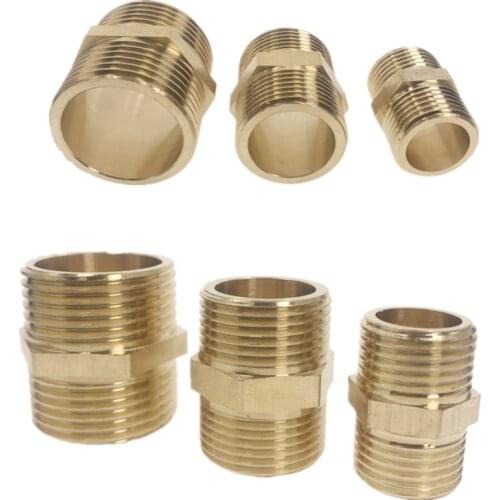 Brass Pipe Hex Nipple Fitting Quick Adapter 1/8" 1/4" 3/8" 1/2" 3/4" 1" BSP Male Thread Water, oil and gas Connector