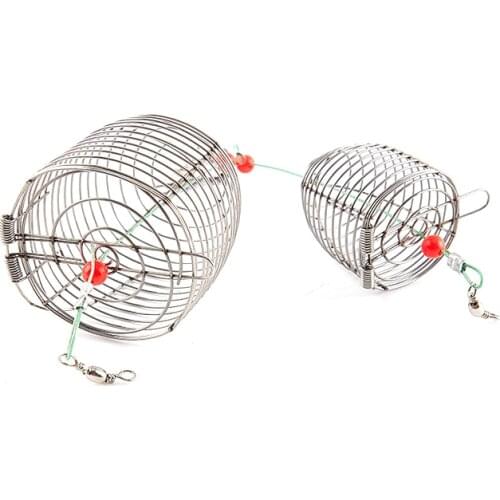 Small Stainless Steel Bait Feeder HolderFishing Lure Cage Fishing Accessories