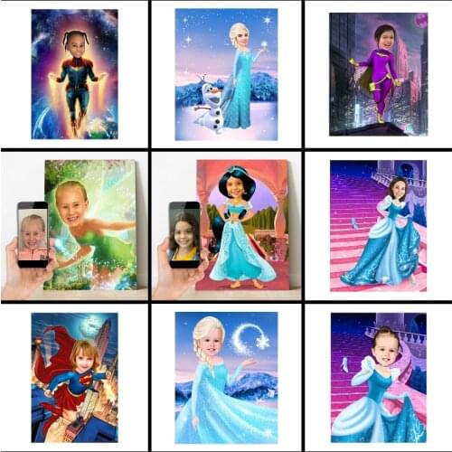Personalized Disney Princess Marvel 5D Diamond Painting Kit Full Drill Custom Picture of Rhinestone Embroidery Mosaic Home Decor