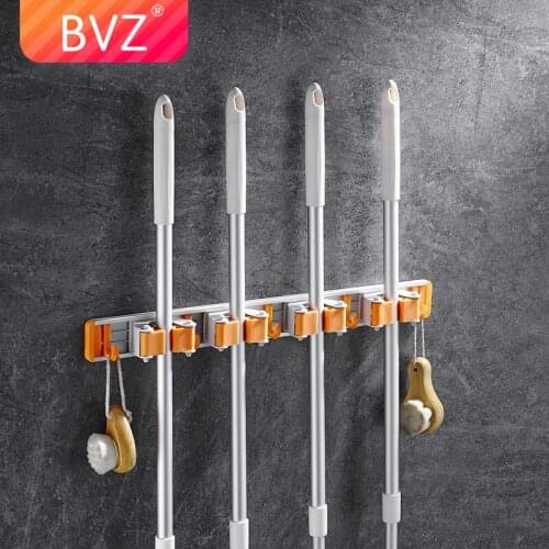 BVZ Wall Mounted Shelf Storage Holder Mop Brush Mops Hanger Holder Mop holder With hooks key holder Kitchen Organizer