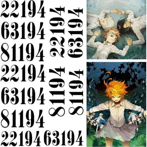The Promised Neverland Phil Gilda Don Ray Norman Emma Cosplay Tattoos Black Number Tattooing Stickers Cosplay Costume Aceessory