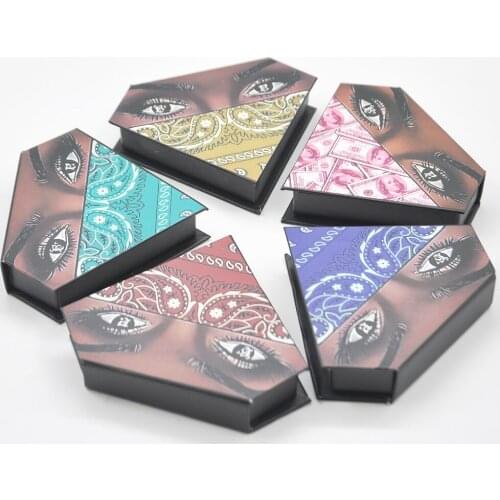 Wholesale False Eyelashes Package Eyelash Packaging Box Custom Logo Lash Boxes Packaging Mink Lashes Makeup Blue Diamond Case