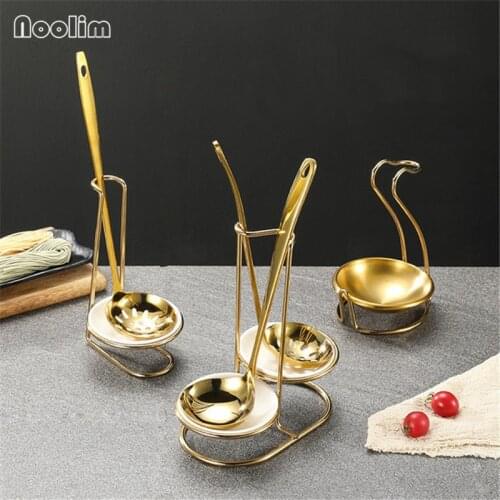 European Stainless Steel Hot Pot Soup Spoon Storage Holders Set Titanium Plated Gold Chopsticks Rack Kitchen Tableware Stand