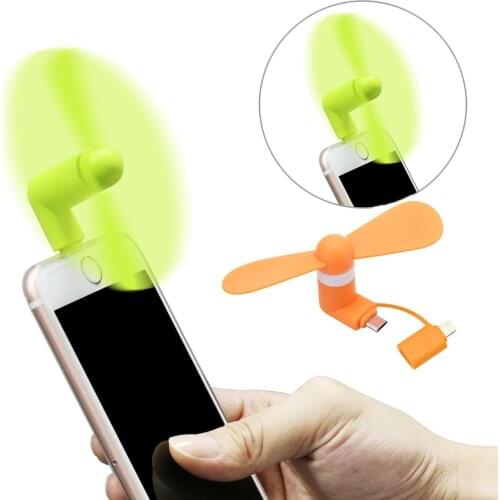 Portable Mini 2 In 1 Mobile Phone Fan, Micro USB Adapter Type IOS Smartphone For Iphone Android Micro Hanldheld Cooling Fan