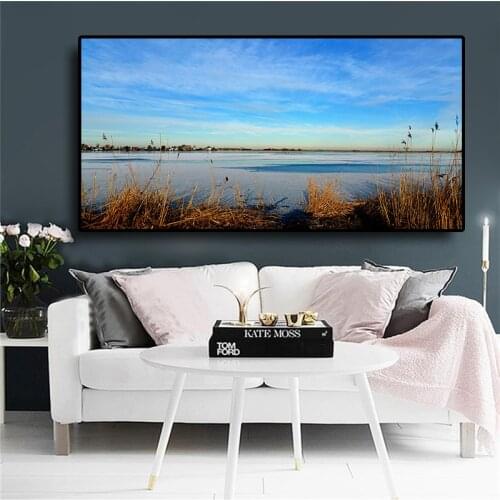 Freshwater Marsh Natural Landscape Painting Posters and Prints Portrait Canvas Art Scandinavian Wall Art Picture for Living Room