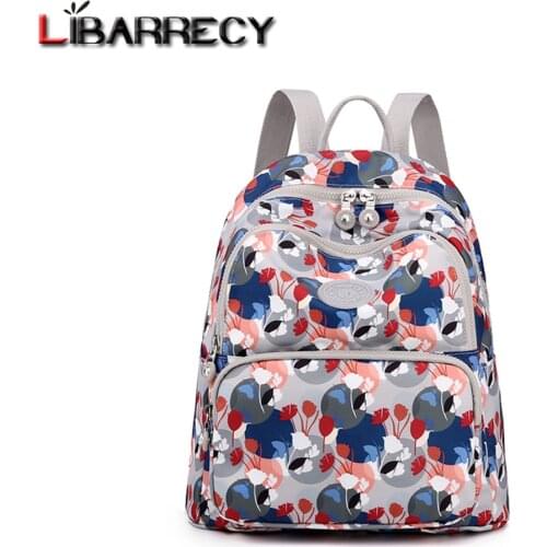 New Fashion Floral Pattern Backpack Ladies Multifunctional Anti Theft Travel Backpack High Quality Nylon Students School Bags
