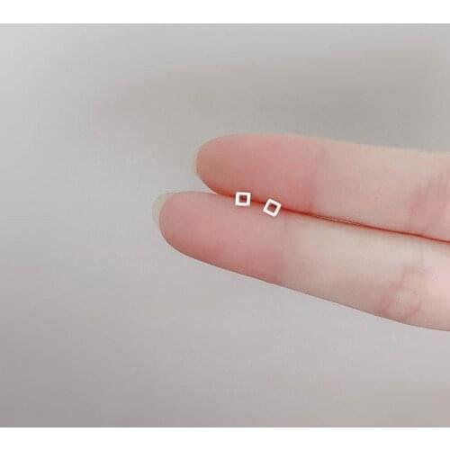 Geometry Square Stud Earrings For Women Hollow Cube Simple Design Quadrilateral Exquisite Cartilage Ear Ring Lady Career Jewelry