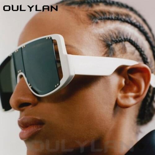 Oulylan New Oversized Sunglasses Women Men Rivet Fashion Trend Punk Sun Glasses Big Frame One-piece Outdoors Eyewear UV400