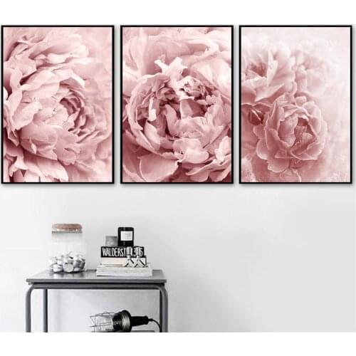 Modern Pink Flower Wall Art Poster Rose Peony Art Print Blooming Plant Canvas Painting Nordic Pictures Living Room Bedroom Decor