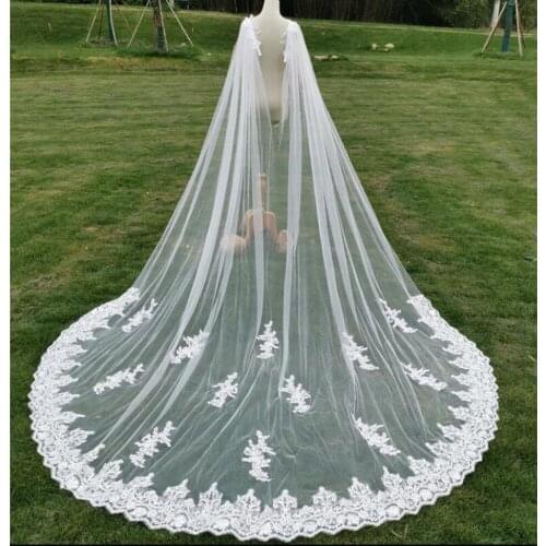 Appliques Ivory Wedding Wrap Long Bridal Jackets Cape Custom Made Tulle Elegant Party Cloak Bride Shawl