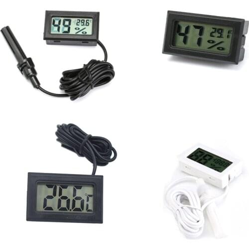 Mini LCD Digital Thermometer Hygrometer Temperature Indoor Convenient Temperature Sensor Humidity Meter Gauge Instruments Cable