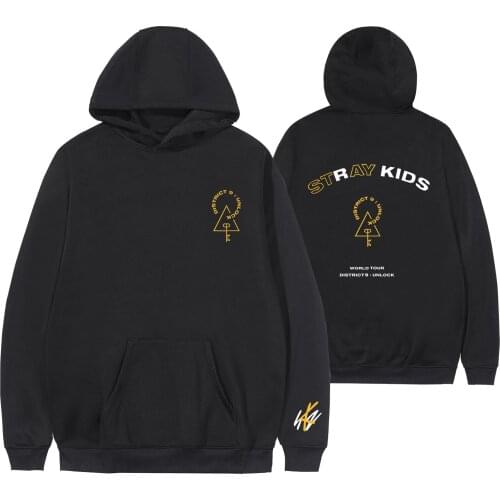 2D Hoodie Womens Hoodies KPOP Stray Kids Concert District 9 Unlock Same Paragraph Oversized Hoodie Sweatshirt Trendy Clothing