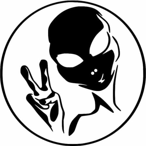 Creative UFO Alien Personalized Car Sticker PVC Fashion Auto Sunscreen Waterproof Decorative Decal Black/White/Laser14cm * 14cm