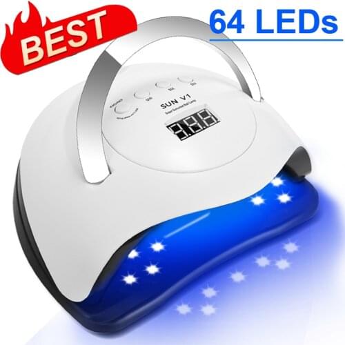 High Power UV LED Lamp for Drying Nails With 64 LEDs Professional Gel Polish LED Nail Dryer Lamp for Manicure Art Salon Tools