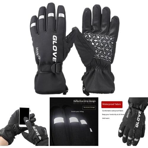 Bike Glove Contact Screen Thickened Reflective Gloves Running Cycling Gloves Sports Winter Gloves for Men Women