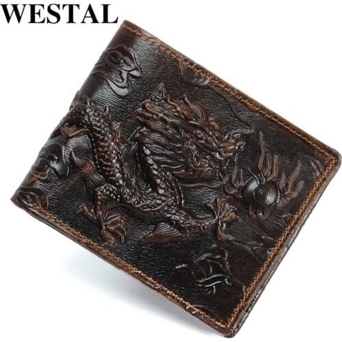 WESTAL Mens Genuine Leather Wallet Luxury Purse For Men Short Slim Wallets for Men Credit Card Holder Men Money Bag Coin Purse