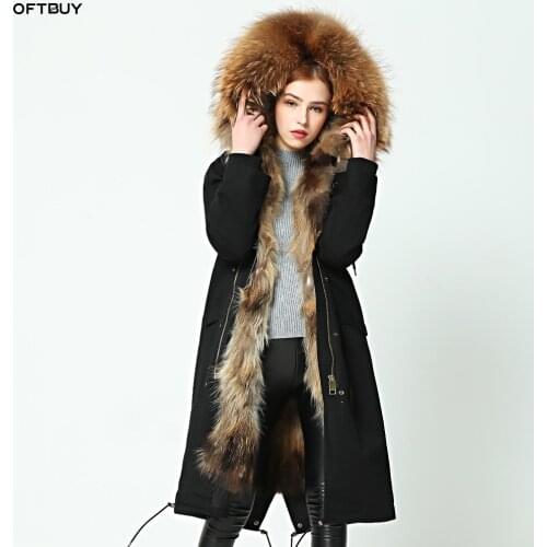 OFTBUY 2020 parka Over the knee winter jacket women parkas raccoon natural real fur collar coat hooded real warm fox fur liner