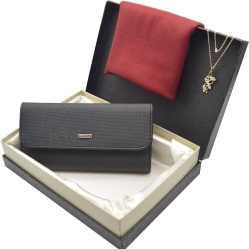 Womens Gift Set - Leather Womens Wallet - Pashmina Shawl - Necklace