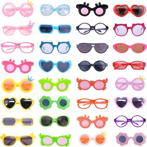 Random 10 Pairs of Doll Glasses For18 Inch American Doll Girl Toys & 43 Cm Baby New Born Clothes Accessories 17 Inch Reborn Baby