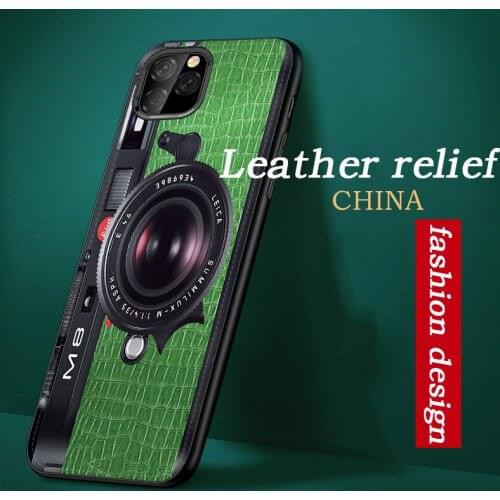 3D Leather Relief Camera Tapes TPU Phone Case for iPhone 11 Pro Max X XS XR Snakeskin for iPhone 7 8 6s Plus Protectiove Cover