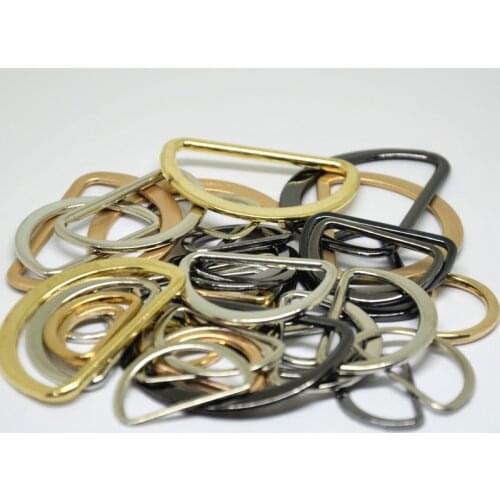 50PCS High Quality Alloy Metal Dee D Ring Buckle Half Round Semi Ring Knapsack Belt Shoes Bags Buckle
