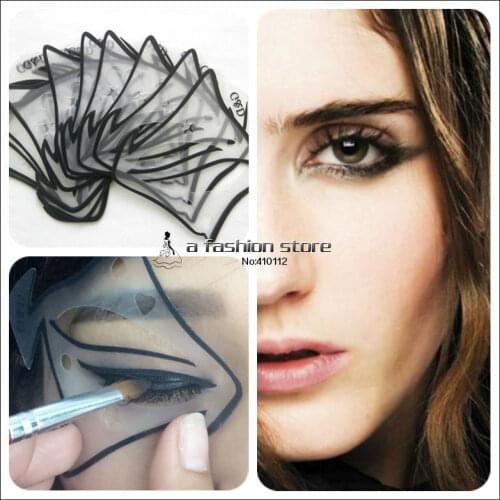 7 style in 1 set Quick Makeup Cat Eyeliner Smokey Eyeshadow Drawing Guide Reusable Stencil for Classic Eye Liner Fre Delivery