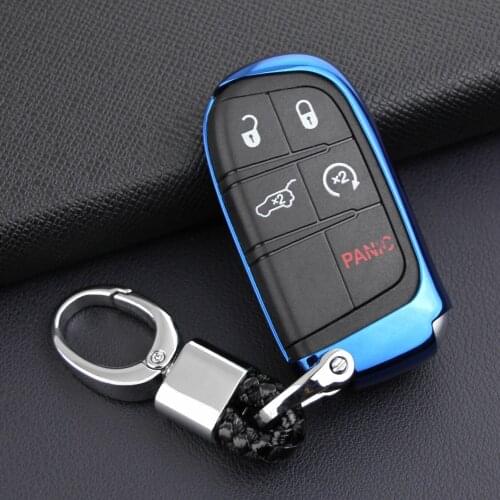 Car Key Fob Chain For Jeep Grand Cherokee Renegade Compass Dodge Durango Journey Chrysler Keychain Ring Cover Holder Accessories