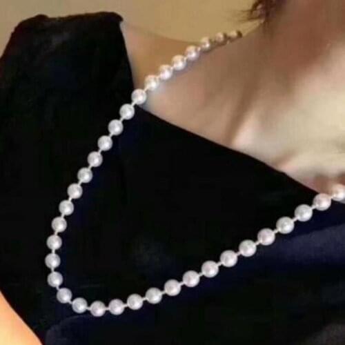 Free shipping >>>>noble jewelry 8-9mm Natural south sea white pearl necklace 14 K gold