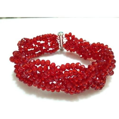 Red Crystal Bracelet Pigtail Twist Bracelet Free Shipping