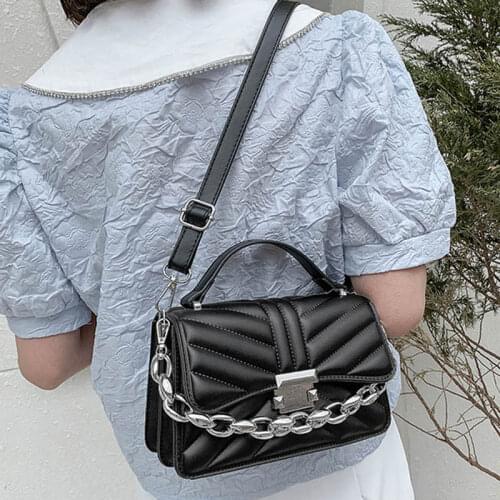 Brand Design Luxury Crossbody Bags Fashion Simple Chain Shoulder Bags Advanced Texture Metal Buckle Purse Solid Color Handbag