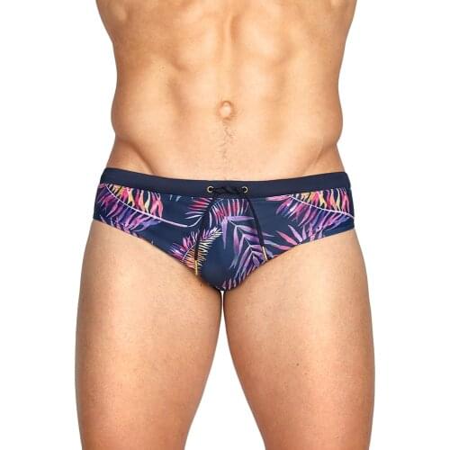 UXH Brand Mens Padded Sexy Swimwear Sunga Masculina Swimming Briefs Summer Boys Leaf Beach Swimsuits Bain Homme Zwembroek Heren