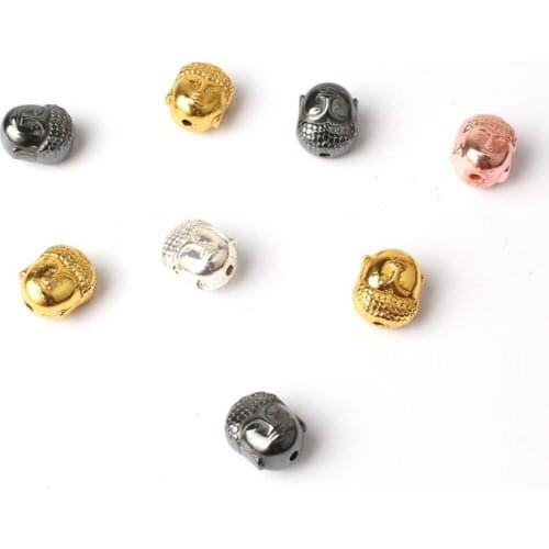Natural 10pcs Tibetan Rose Gold Silver Color Hematite Buddha Head Spacer Loose Beads for Jewellery Making Diy Bracelet 10x8*7mm